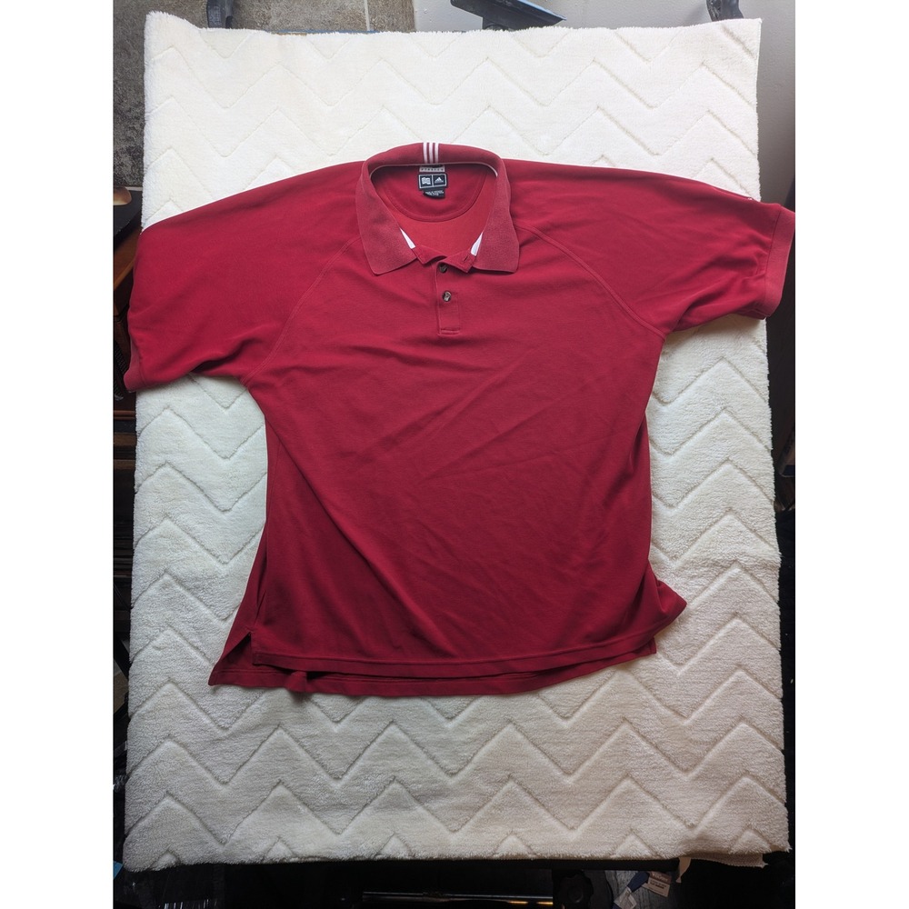 Adidas Climalite Stretch Polo Shirt Mens XL Red Raglan Short Sleeve Golf Top